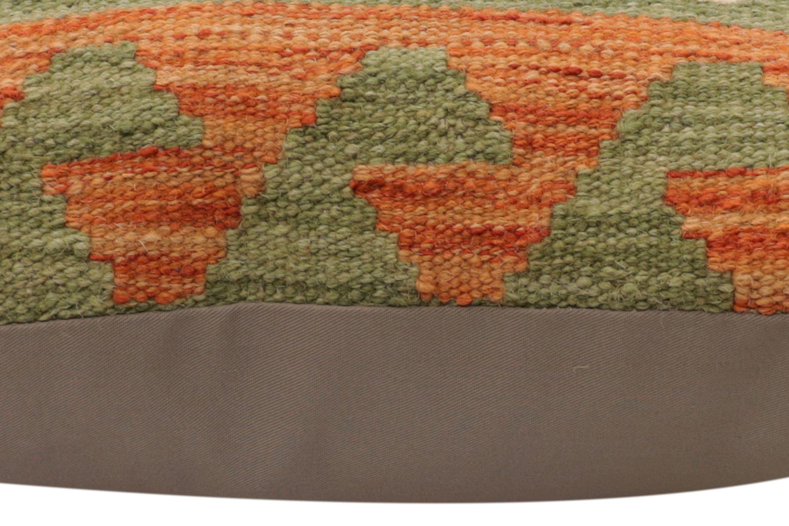 handmade Traditional Pillow Orange Blue Hand-Woven SQUARE 100% WOOL  Hand woven turkish pillow  PILLOW