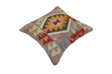 handmade Traditional Pillow Gray Rust Hand-Woven SQUARE 100% WOOL  Hand woven turkish pillow  PILLOW