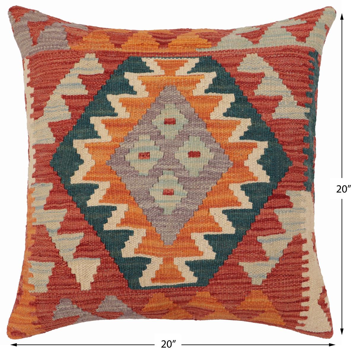handmade Traditional Pillow Rust Red Hand-Woven SQUARE 100% WOOL  Hand woven turkish pillow  PILLOW