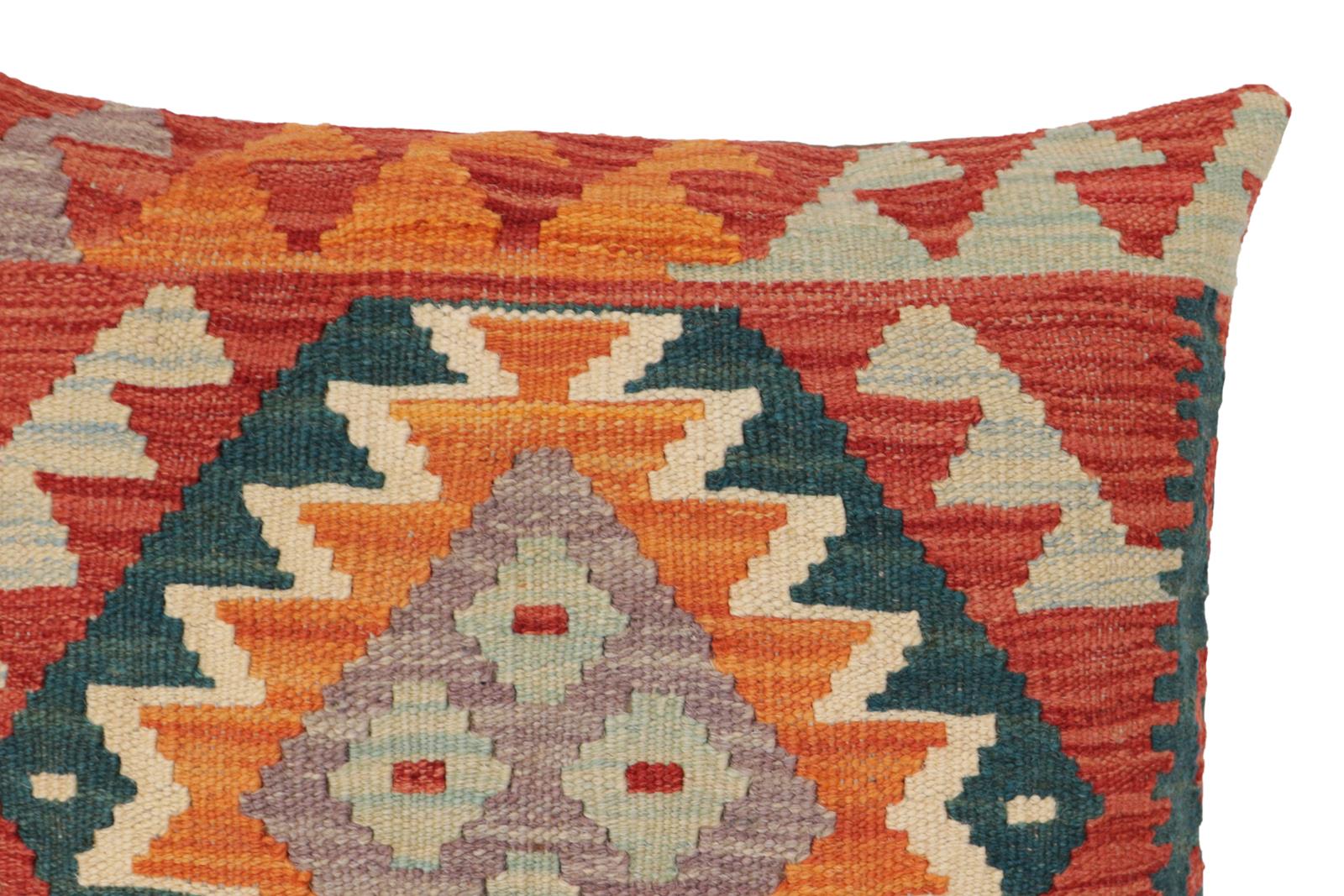 handmade Traditional Pillow Rust Red Hand-Woven SQUARE 100% WOOL  Hand woven turkish pillow  PILLOW