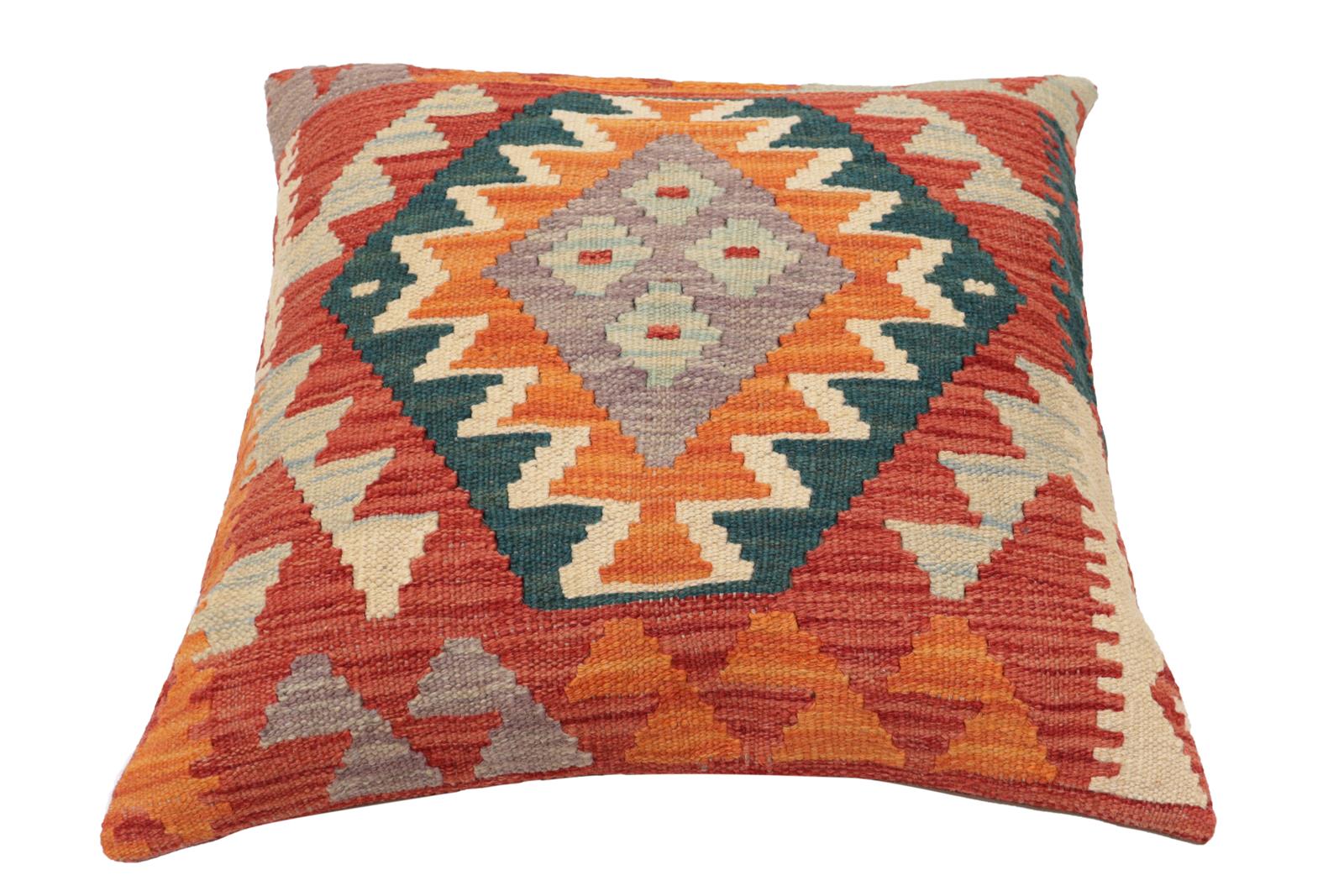 handmade Traditional Pillow Rust Red Hand-Woven SQUARE 100% WOOL  Hand woven turkish pillow  PILLOW