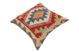 handmade Traditional Pillow Rust Blue Hand-Woven SQUARE 100% WOOL  Hand woven turkish pillow  PILLOW