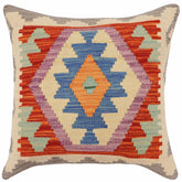 handmade Traditional Pillow Rust Blue Hand-Woven SQUARE 100% WOOL Hand woven turkish pillow PILLOW