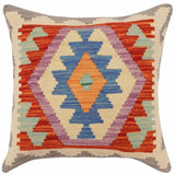 handmade Traditional Pillow Rust Blue Hand-Woven SQUARE 100% WOOL  Hand woven turkish pillow  PILLOW
