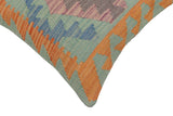 handmade Traditional Pillow Blue Gray Hand-Woven SQUARE 100% WOOL  Hand woven turkish pillow  PILLOW