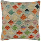 handmade Traditional Pillow Blue Rust Hand-Woven SQUARE 100% WOOL Hand woven turkish pillow PILLOW