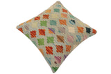 handmade Traditional Pillow Blue Rust Hand-Woven SQUARE 100% WOOL  Hand woven turkish pillow  PILLOW