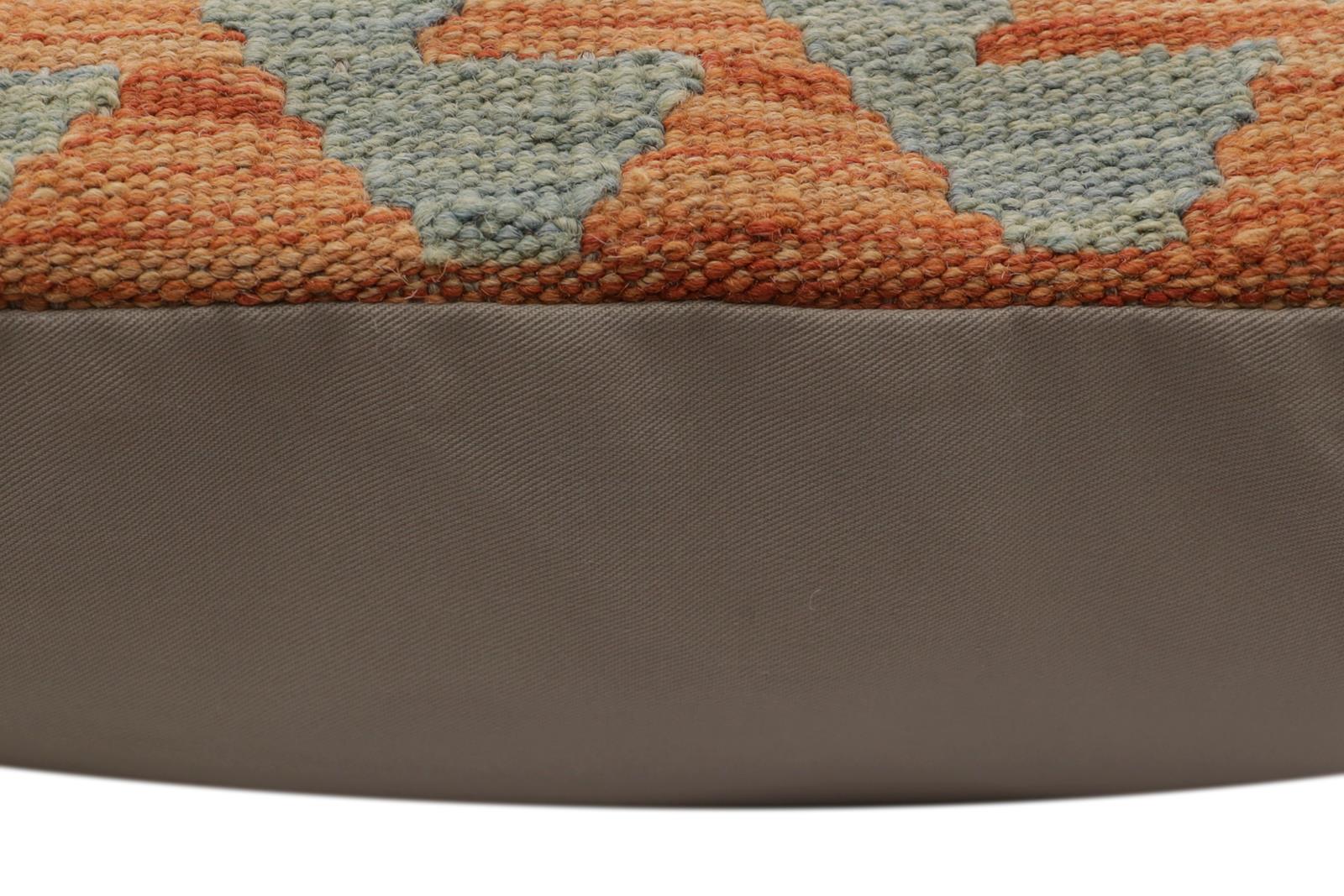 handmade Traditional Pillow Orange Blue Hand-Woven SQUARE 100% WOOL  Hand woven turkish pillow  PILLOW