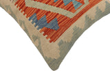 handmade Traditional Pillow Rust Blue Hand-Woven SQUARE 100% WOOL  Hand woven turkish pillow  PILLOW