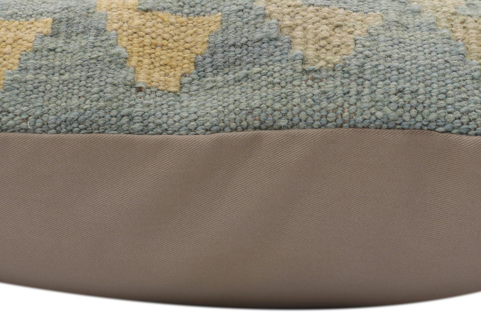 handmade Traditional Pillow Blue Rust Hand-Woven SQUARE 100% WOOL  Hand woven turkish pillow  PILLOW