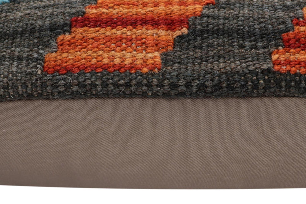 handmade Traditional Pillow Rust Blue Hand-Woven SQUARE 100% WOOL Hand woven turkish pillow2' x 2'