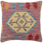 handmade Traditional Pillow Blue Red Hand-Woven SQUARE 100% WOOL Hand woven turkish pillow2 x 2