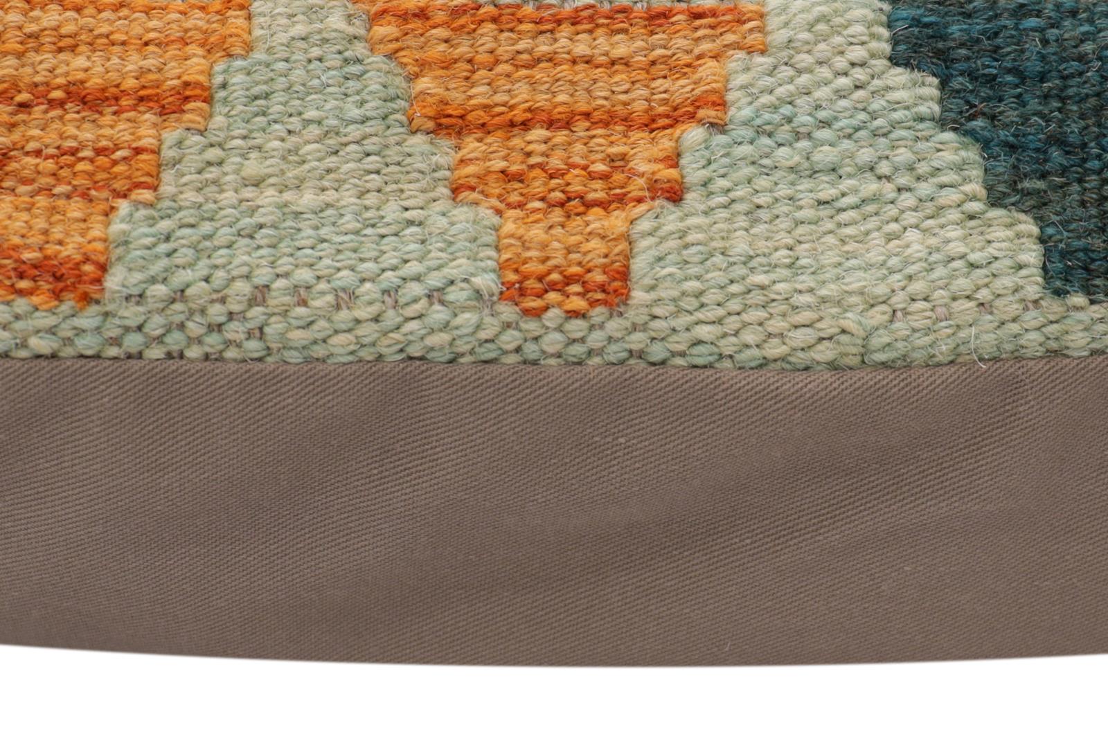 handmade Traditional Pillow Blue Rust Hand-Woven SQUARE 100% WOOL Hand woven turkish pillow2' x 2'