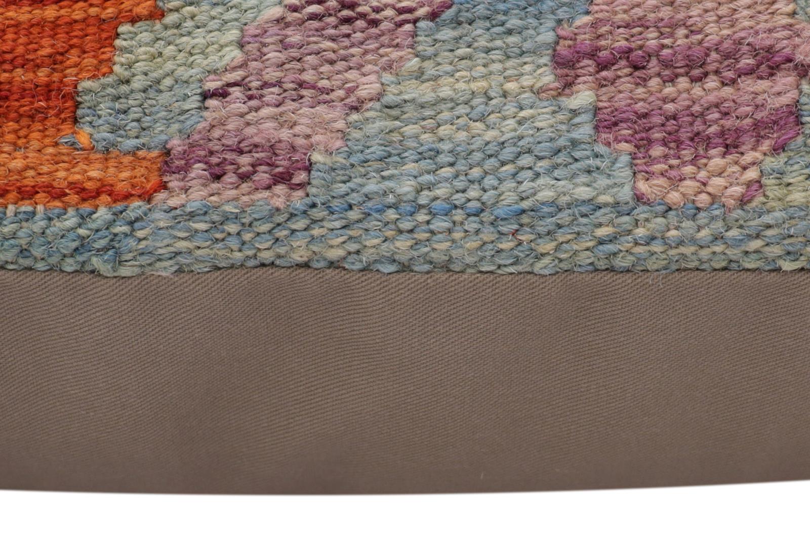 handmade Traditional Pillow Blue Rust Hand-Woven SQUARE 100% WOOL Hand woven turkish pillow2' x 2'