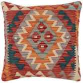 handmade Traditional Pillow Red Rust Hand-Woven SQUARE 100% WOOL Hand woven turkish pillow2 x 2