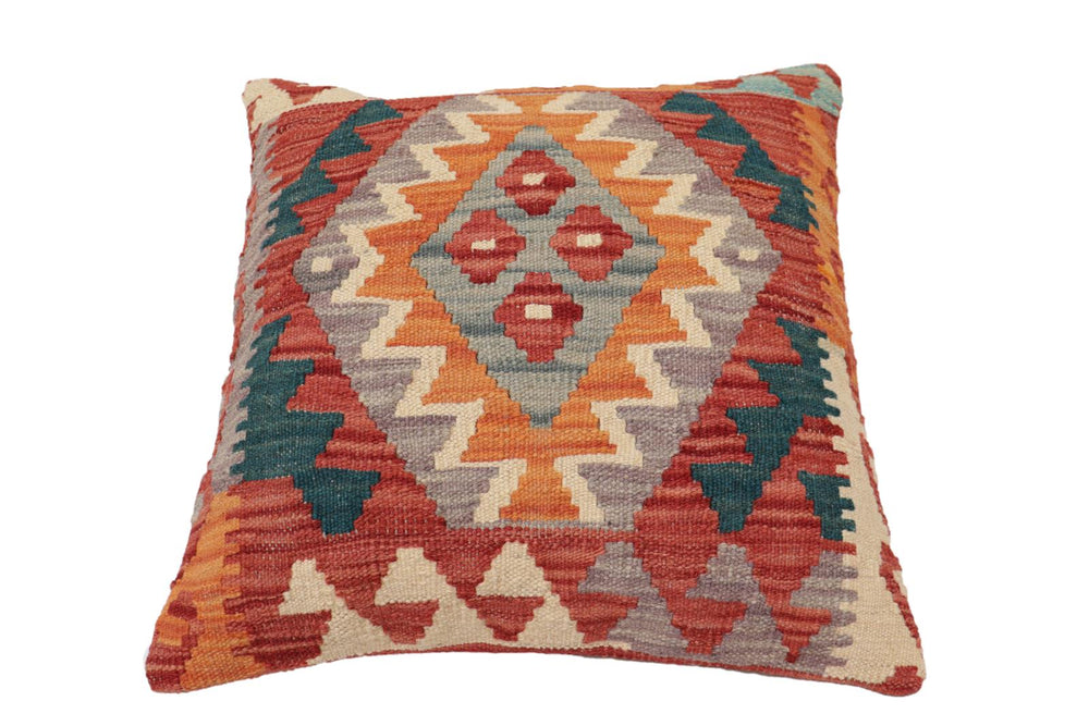 handmade Traditional Pillow Red Rust Hand-Woven SQUARE 100% WOOL Hand woven turkish pillow2' x 2'