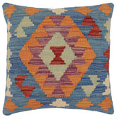 handmade Traditional Pillow Blue Red Hand-Woven SQUARE 100% WOOL Hand woven turkish pillow2 x 2