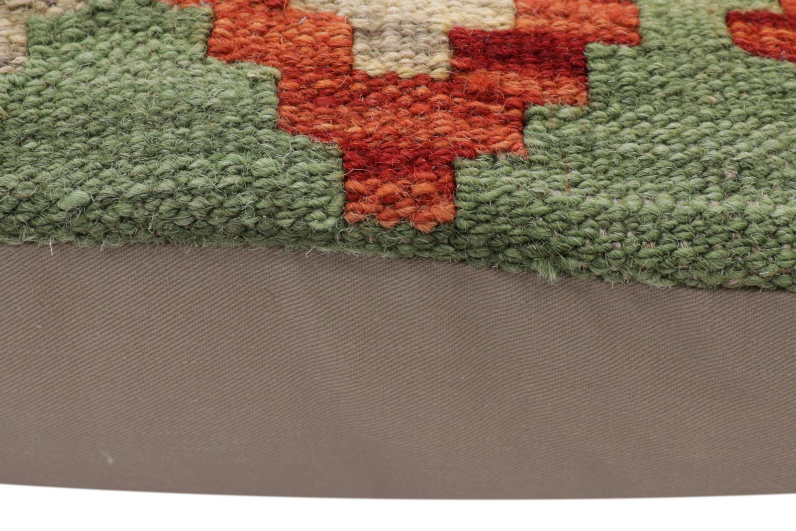 handmade Traditional Pillow Blue Green Hand-Woven SQUARE 100% WOOL Hand woven turkish pillow2' x 2'