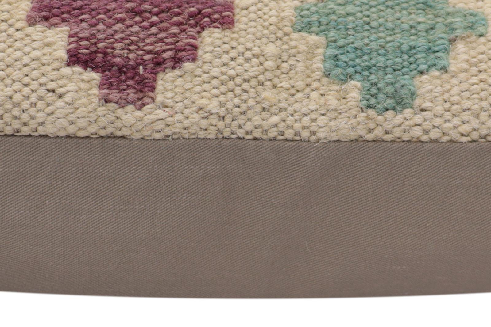 handmade Traditional Pillow Beige Rust Hand-Woven SQUARE 100% WOOL Hand woven turkish pillow2' x 2'
