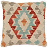 handmade Traditional Pillow Beige Rust Hand-Woven SQUARE 100% WOOL Hand woven turkish pillow2 x 2