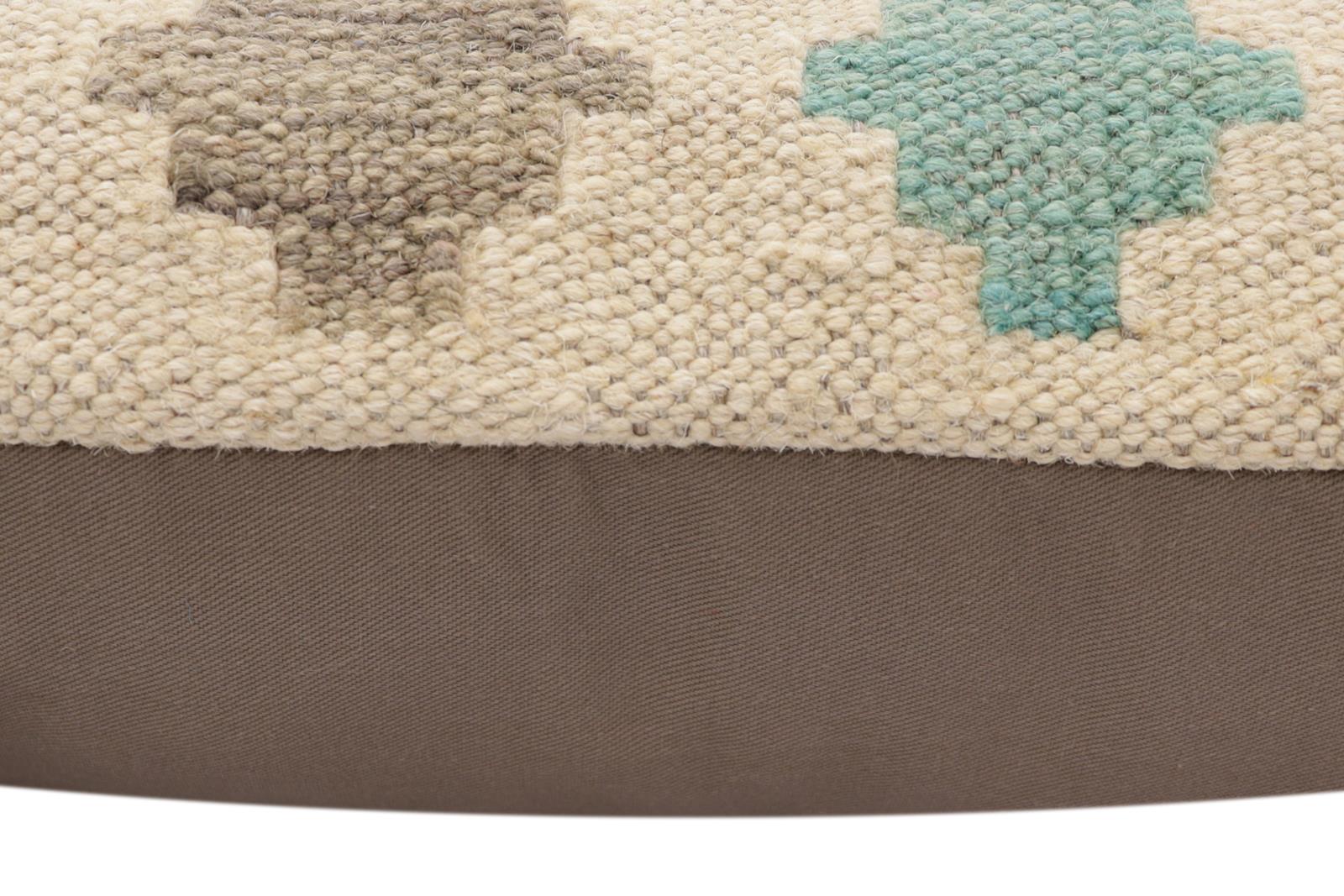 handmade Traditional Pillow Beige Rust Hand-Woven SQUARE 100% WOOL Hand woven turkish pillow2' x 2'