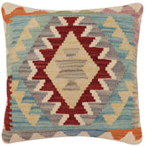 handmade Traditional Pillow Red Blue Hand-Woven SQUARE 100% WOOL Hand woven turkish pillow2 x 2