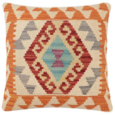 handmade Traditional Pillow Red Beige Hand-Woven SQUARE 100% WOOL Hand woven turkish pillow2 x 2
