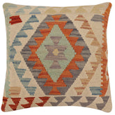 handmade Traditional Pillow Beige Rust Hand-Woven SQUARE 100% WOOL Hand woven turkish pillow2 x 2