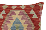 handmade Traditional Pillow Red Blue Hand-Woven SQUARE 100% WOOL Hand woven turkish pillow2' x 2'