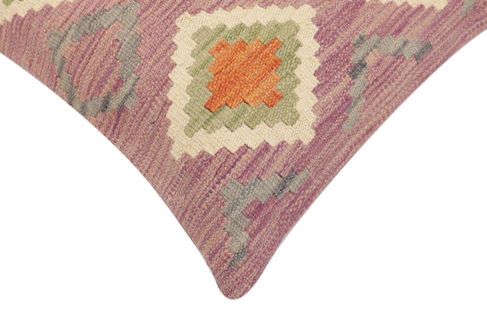 handmade Traditional Pillow Purple Rust Hand-Woven SQUARE 100% WOOL Hand woven turkish pillow2' x 2'