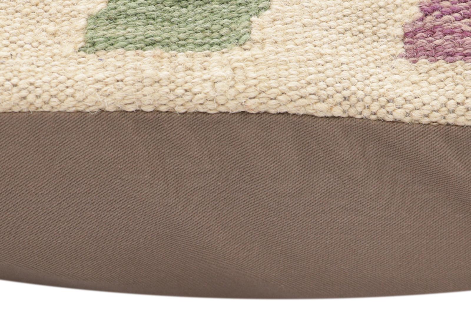 handmade Traditional Pillow Beige Rust Hand-Woven SQUARE 100% WOOL Hand woven turkish pillow2' x 2'