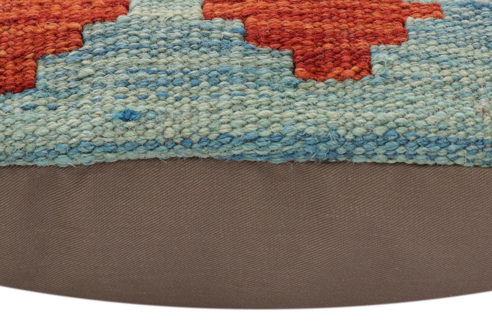 handmade Traditional Pillow Blue Red Hand-Woven SQUARE 100% WOOL Hand woven turkish pillow2' x 2'