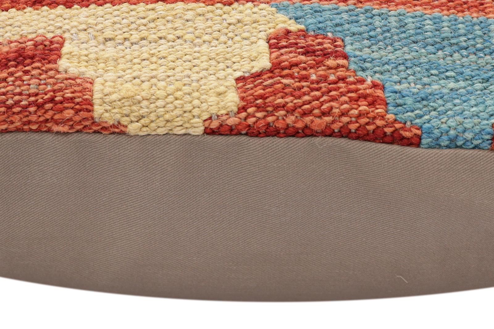 handmade Traditional Pillow Rust Blue Hand-Woven SQUARE 100% WOOL Hand woven turkish pillow2' x 2'