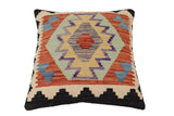 handmade Traditional Pillow Rust Blue Hand-Woven SQUARE 100% WOOL Hand woven turkish pillow2' x 2'