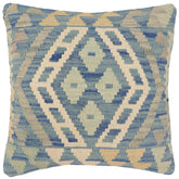 handmade Traditional Pillow Blue Beige Hand-Woven SQUARE 100% WOOL Hand woven turkish pillow2 x 2