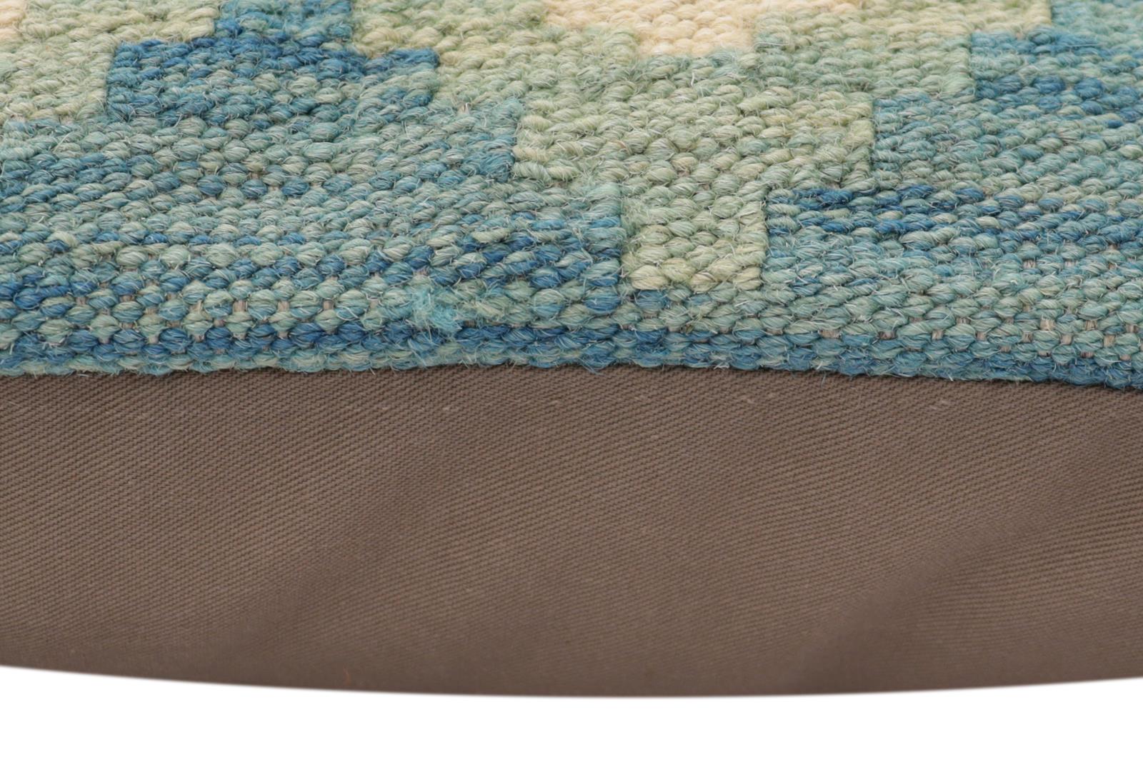 handmade Traditional Pillow Blue Rust Hand-Woven SQUARE 100% WOOL Hand woven turkish pillow2' x 2'
