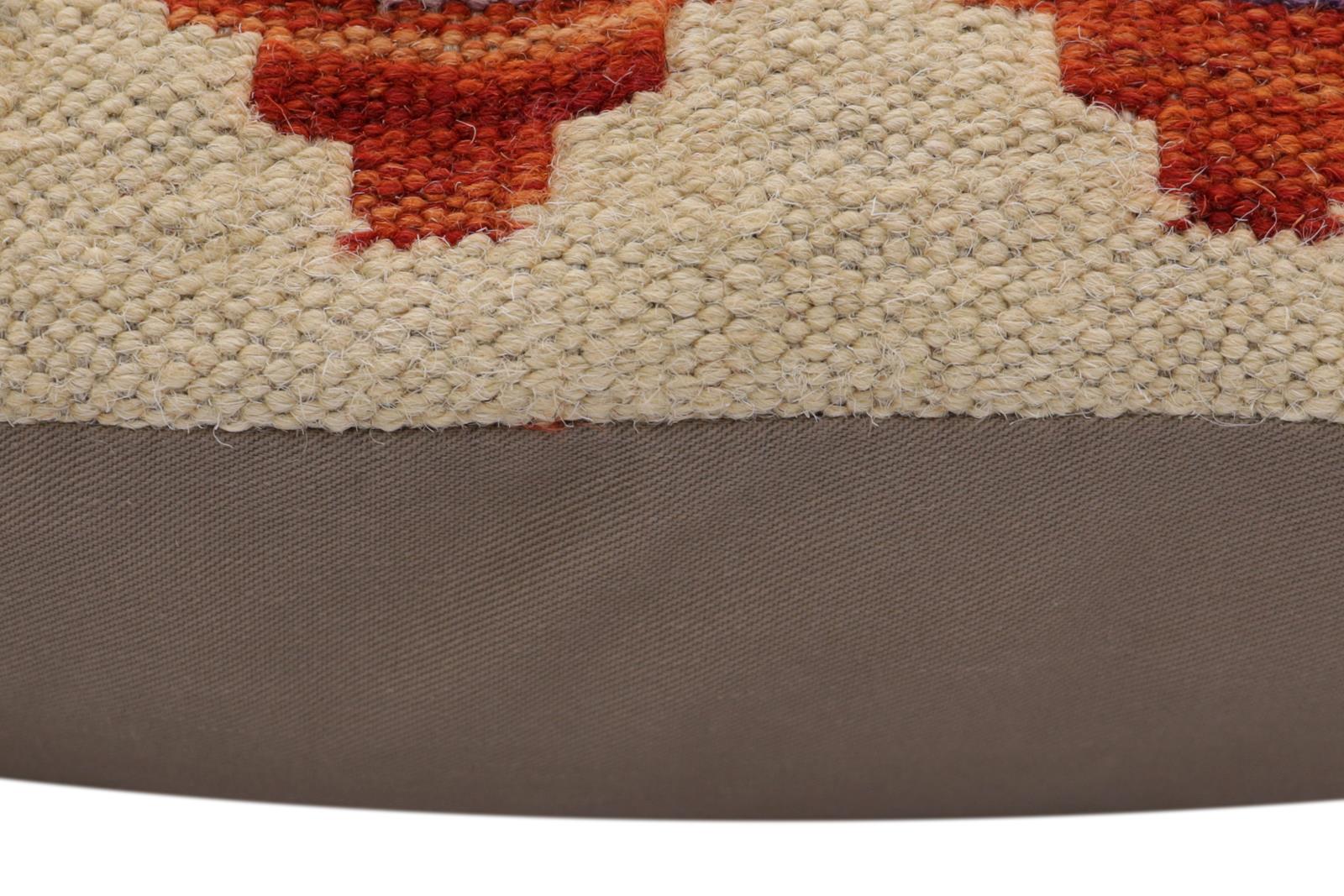 handmade Traditional Pillow Beige Blue Hand-Woven SQUARE 100% WOOL Hand woven turkish pillow2' x 2'