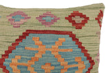 handmade Traditional Pillow Green Red Hand-Woven SQUARE 100% WOOL Hand woven turkish pillow2' x 2'