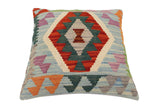 handmade Traditional Pillow Blue Rust Hand-Woven SQUARE 100% WOOL Hand woven turkish pillow2' x 2'