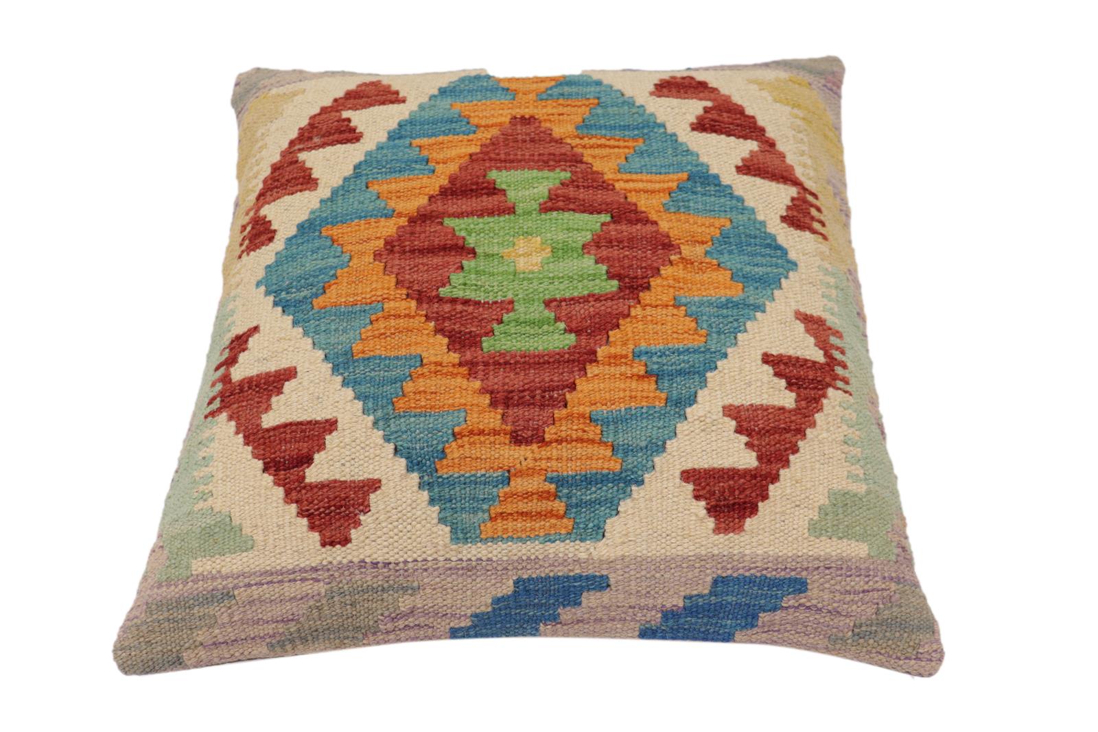 handmade Traditional Pillow Red Rust Hand-Woven SQUARE 100% WOOL Hand woven turkish pillow2' x 2'