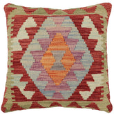 handmade Traditional Pillow Red Blue Hand-Woven SQUARE 100% WOOL Hand woven turkish pillow 2 x 2