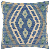 handmade Traditional Pillow Blue Gray Hand-Woven SQUARE 100% WOOL Hand woven turkish pillow2 x 2
