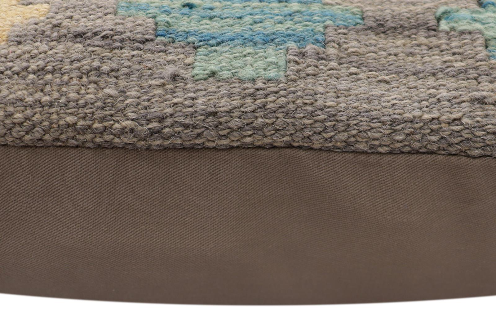 handmade Traditional Pillow Gray Blue Hand-Woven SQUARE 100% WOOL  Hand woven turkish pillow  2 x 2
