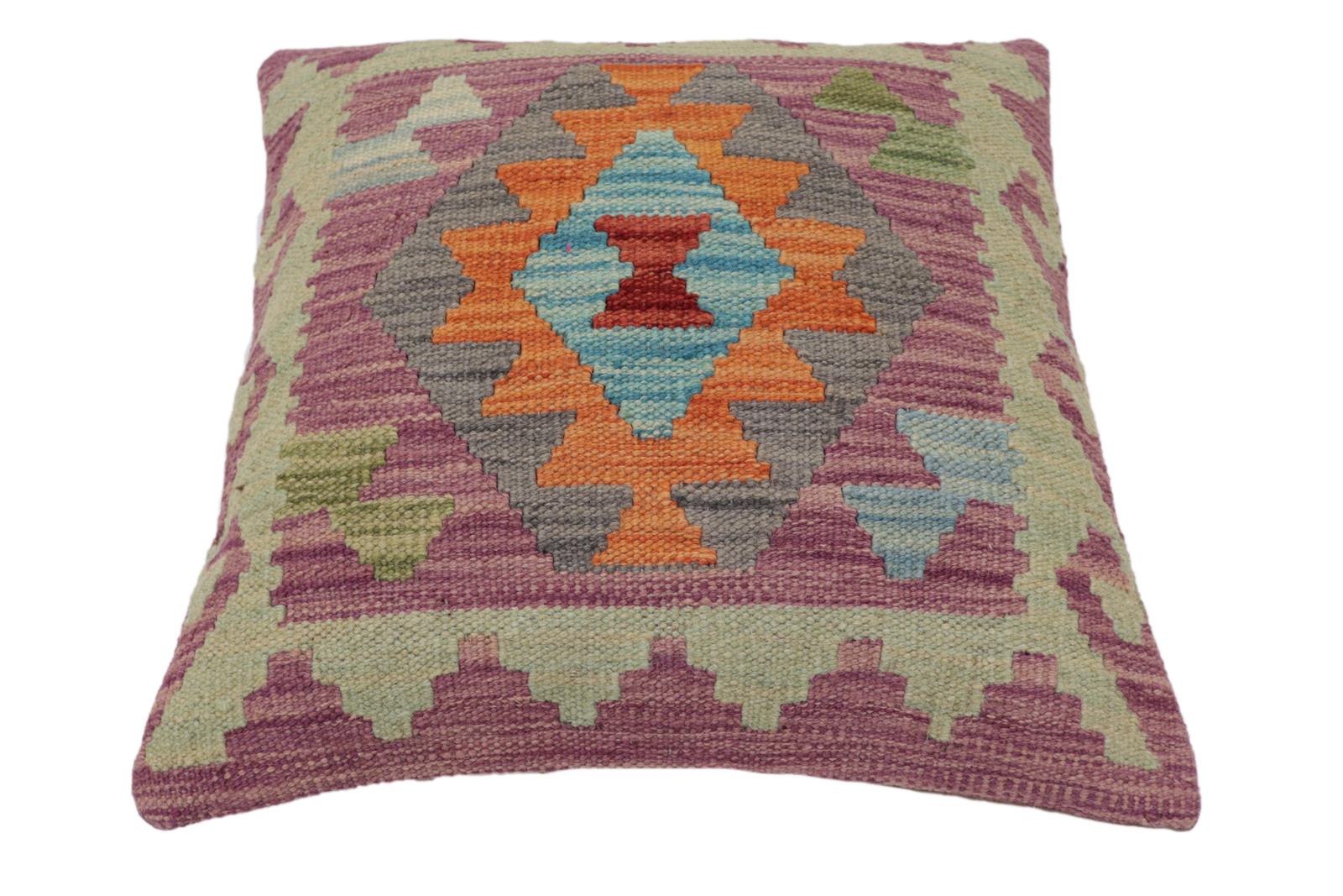 handmade Traditional Pillow Purple Rust Hand-Woven SQUARE 100% WOOL Hand woven turkish pillow2' x 2'