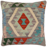 handmade Traditional Pillow Gray Rust Hand-Woven SQUARE 100% WOOL Hand woven turkish pillow2' x 2'