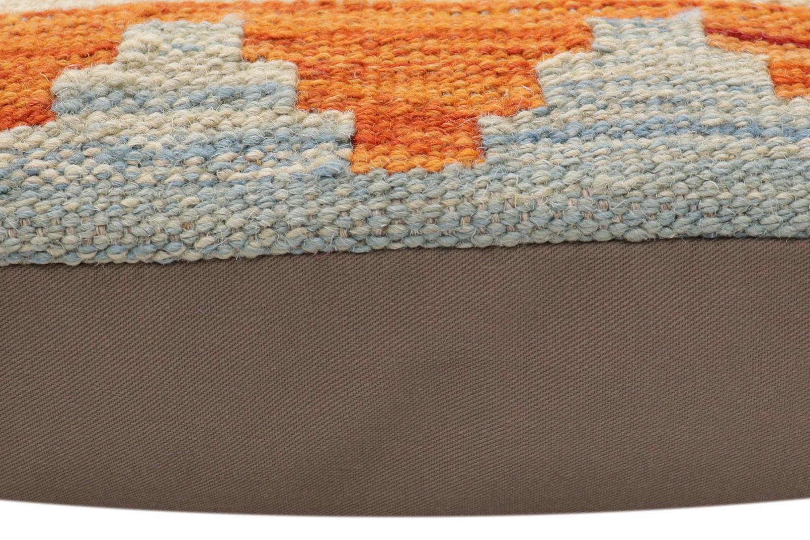 handmade Traditional Pillow Blue Rust Hand-Woven SQUARE 100% WOOL Hand woven turkish pillow2' x 2'