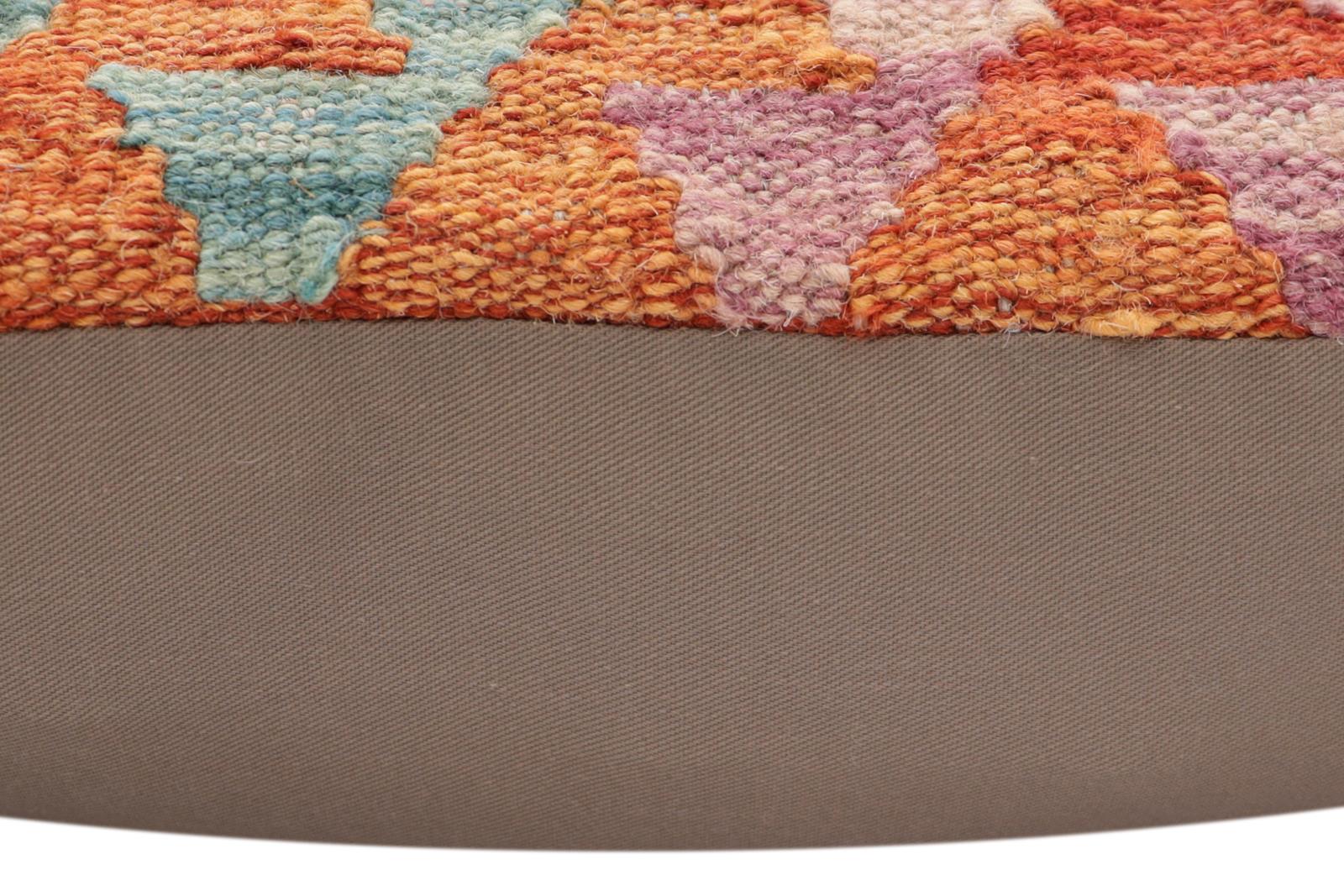 handmade Traditional Pillow Rust Blue Hand-Woven SQUARE 100% WOOL Hand woven turkish pillow2' x 2'
