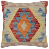 handmade Traditional Pillow Blue Red Hand-Woven SQUARE 100% WOOL Hand woven turkish pillow2 x 2