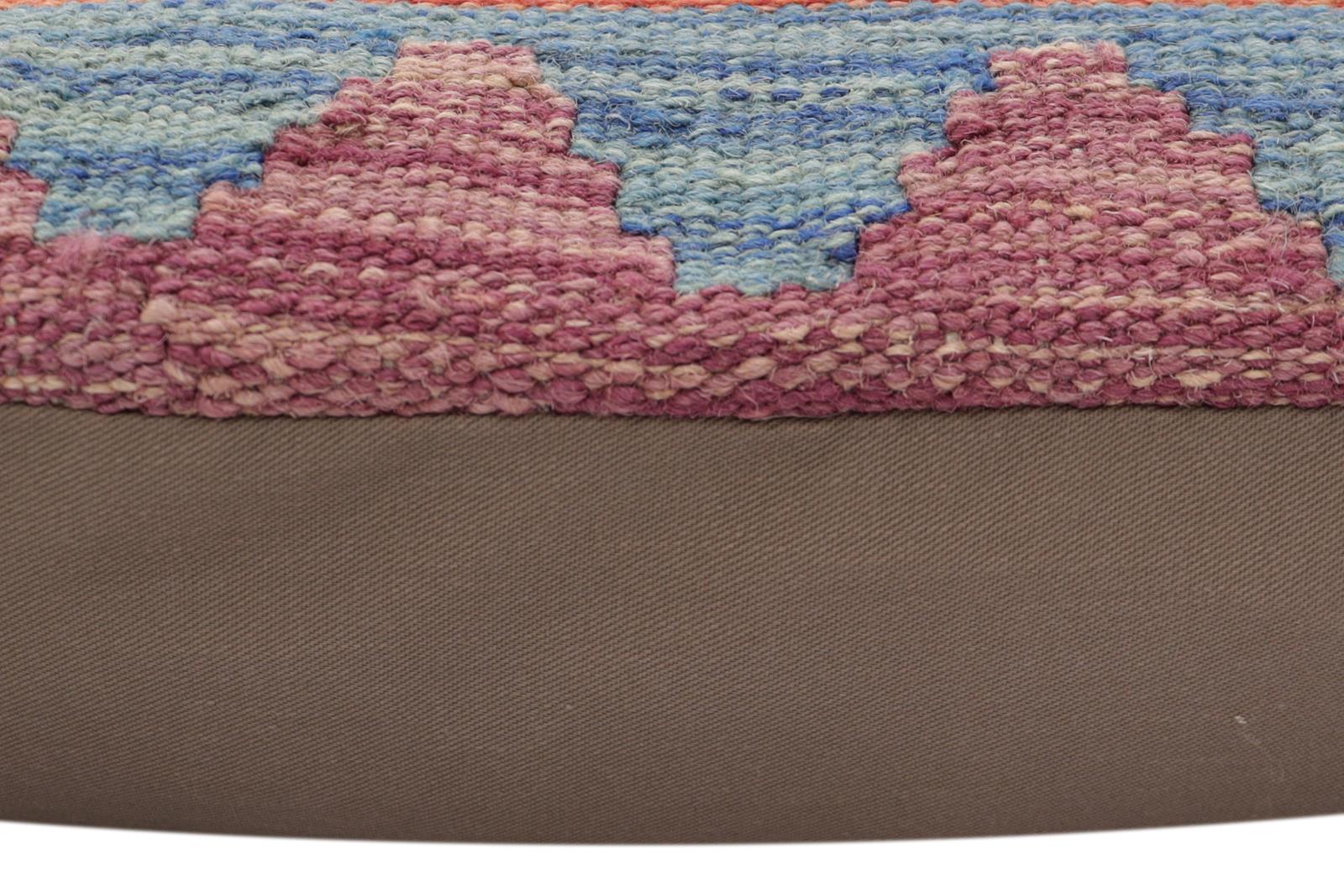 handmade Traditional Pillow Blue Rust Hand-Woven SQUARE 100% WOOL Hand woven turkish pillow2' x 2'