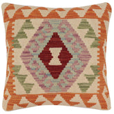 handmade Traditional Pillow Rust Beige Hand-Woven SQUARE 100% WOOL Hand woven turkish pillow2' x 2'